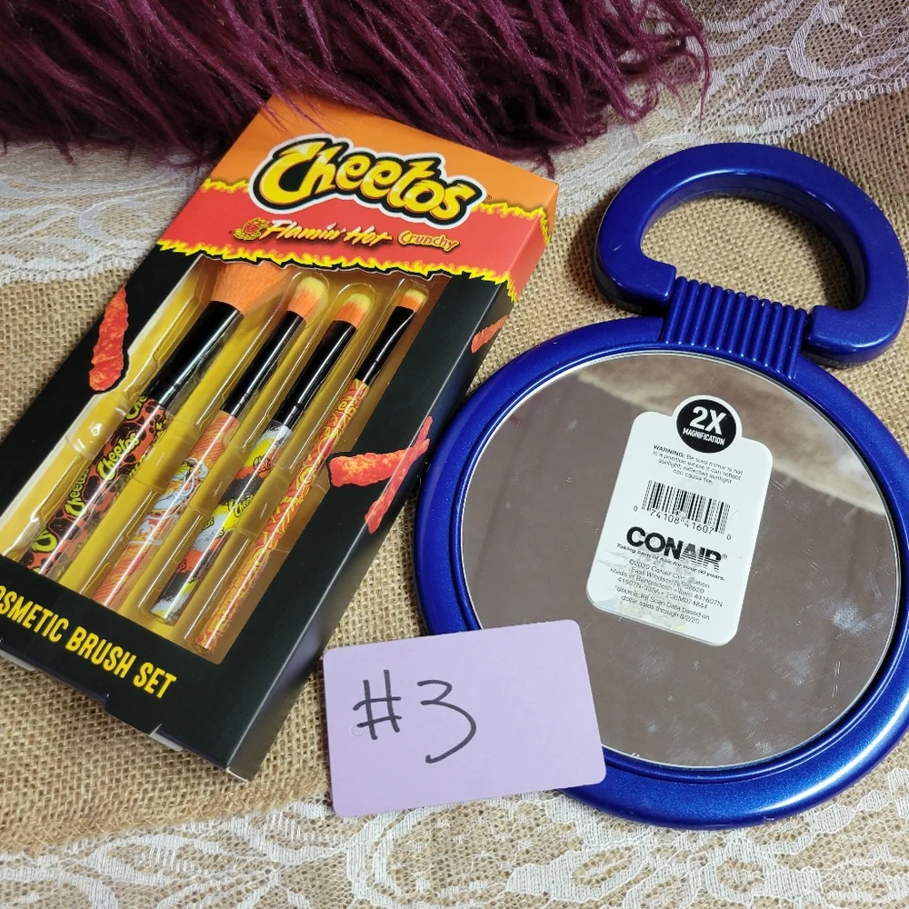 Conair lot of 2 make up accessories  mirror and flaming hot cheetos